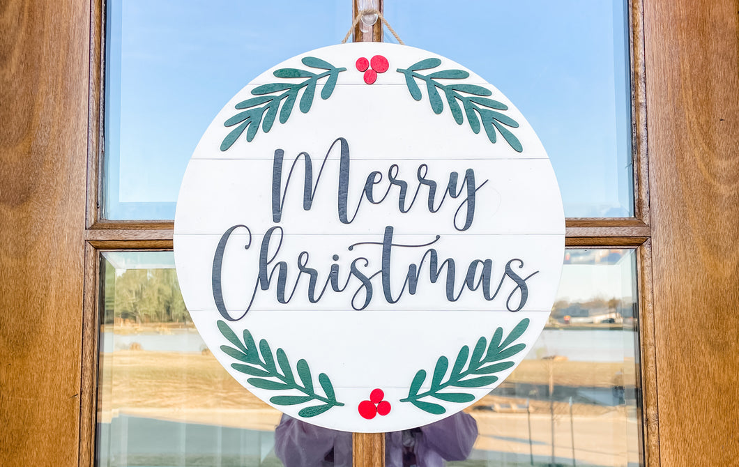 Merry Christmas Shiplap Door Hanger